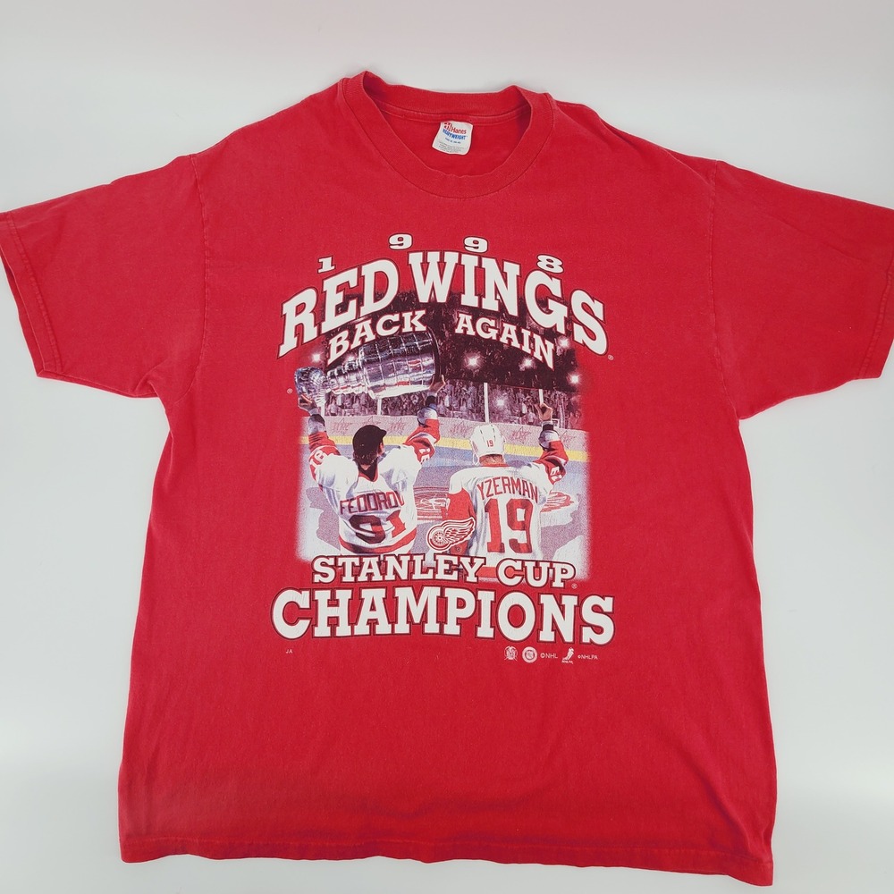 Vintage‎ 1998 Detroit Red Wings Stanley Cup Champions Fedorov Yzerman Tee XL NHL